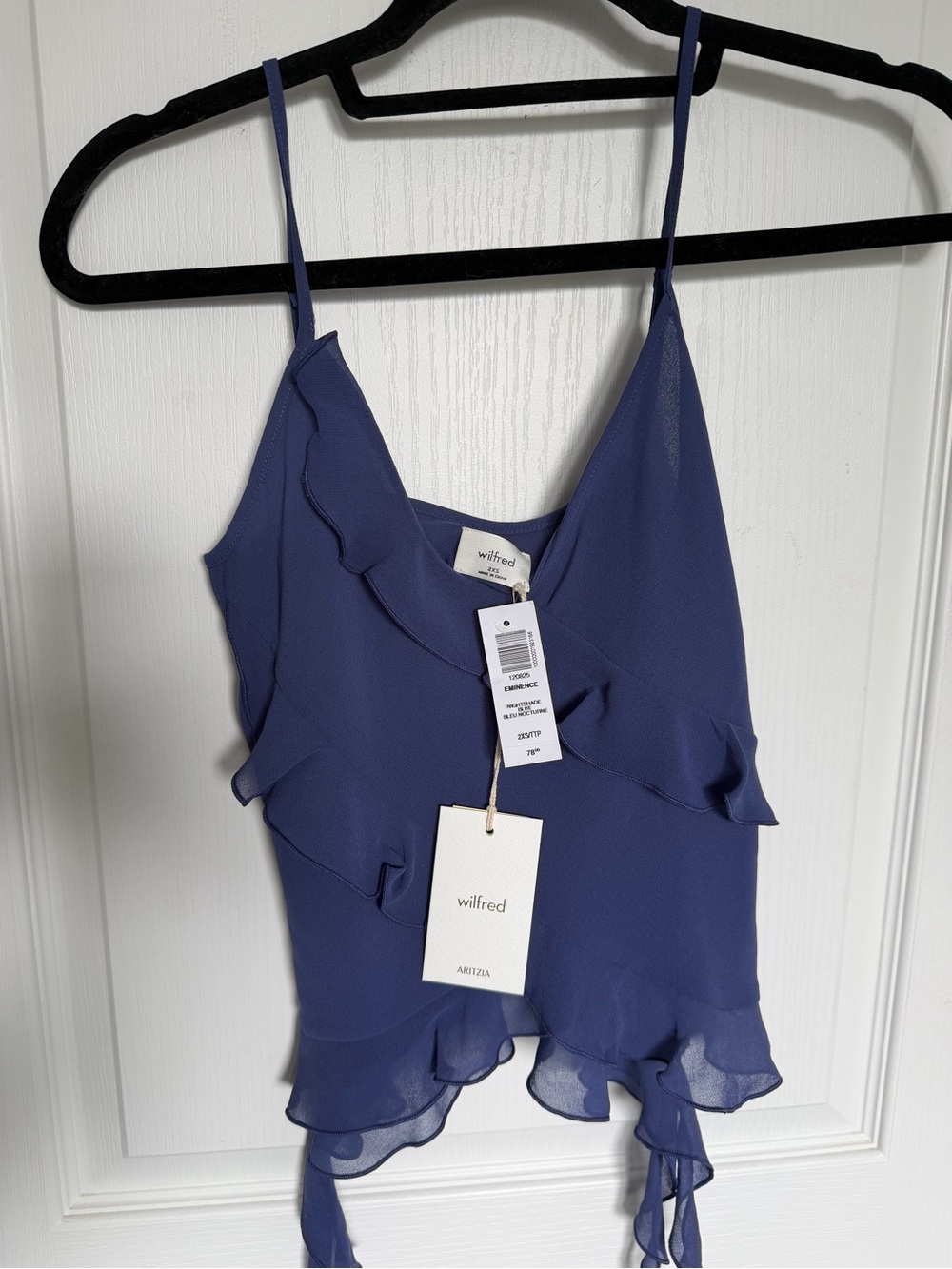 NWT Aritiza Wilfred Purple Eminence Ruffle Tie-Front Camisole